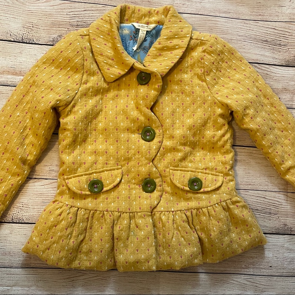 Girls size 6, mustard color blazer, with reindeer liner
